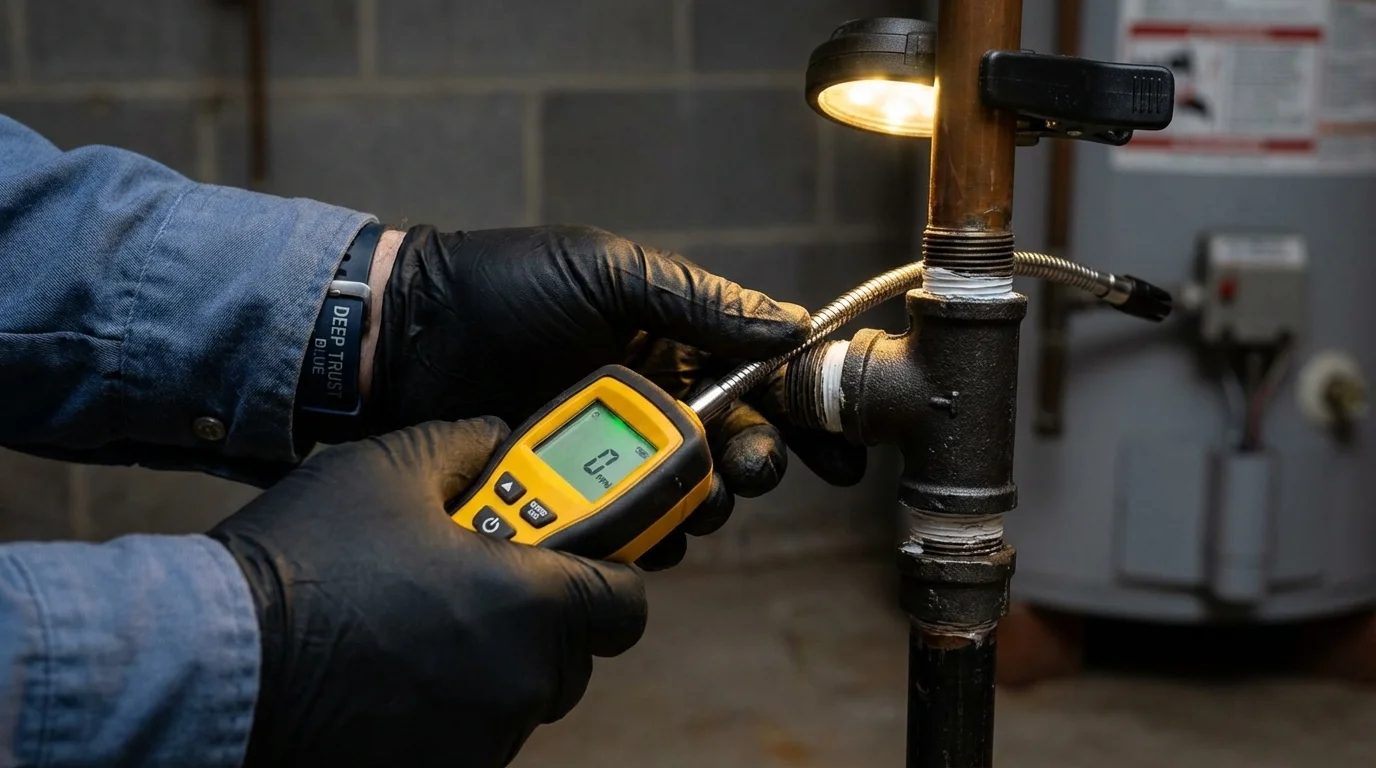 Gas leak detection with electronic sniffer by Johns Plumbing LLC in Anderson